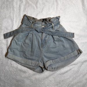 Light Wash BDG Paperbag Tie Shorts